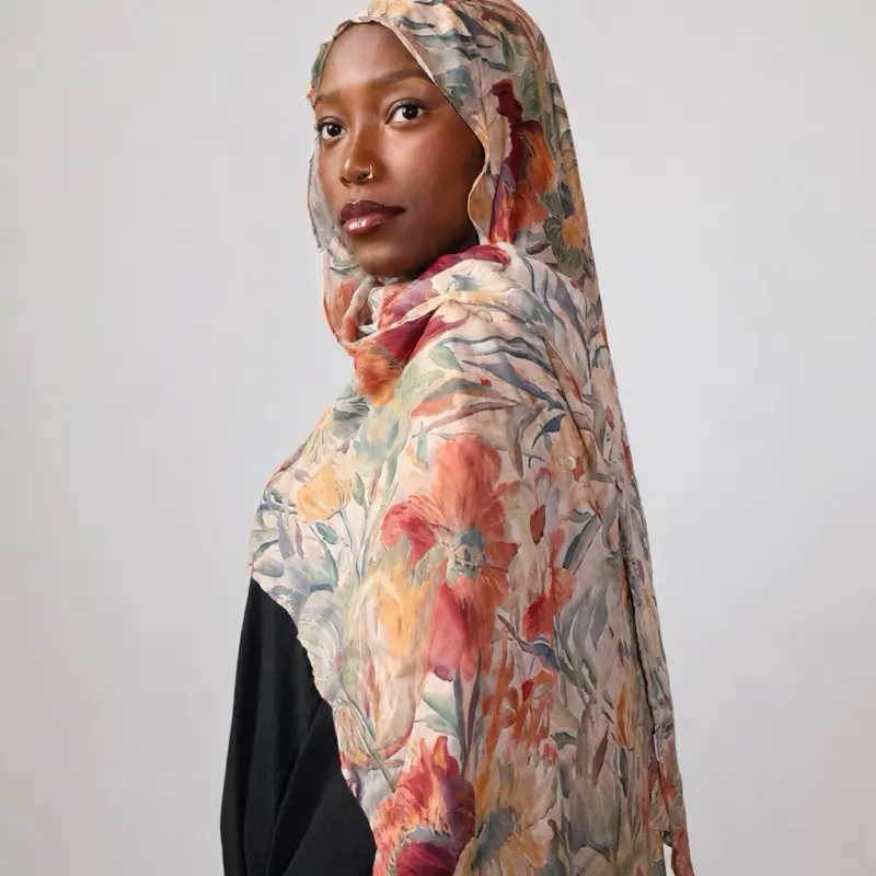 ModestybyMariama Women's Printed Modal Hijab Scarf - Soft, Lightweight, Wrinkle-Resistant Scarf Head Wrap, Easy-to-Style 70x180cm Pashmina Shawl, Head Wrap Scarf