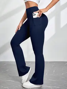 Women's High-Waisted Wide-Leg Yoga Pants, Athleisure Style Pants, Tummy Control Tight-Fit Exercise Leggings, Gym Yoga Pants, Activewear Bottoms, High Waist Sports, Comfortable Fashion Fitness Gear for All Seasons