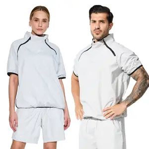 JEVPE Unisex Solid Color Sauna Suit for Boxing & Exercise - Short Sleeve Top & Matching Shorts Set - Casual Sportswear for Autumn Activewear Workout Set Athleisure Clothes