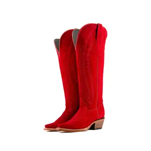 Gia Suede Tall Wide Calf Snip Toe Cowgirl Boot