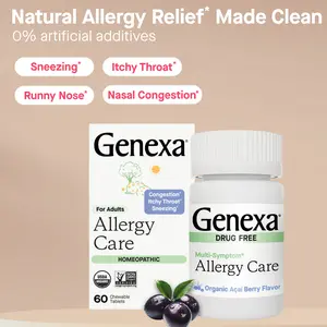 Genexa Allergy Care | Drug Free, Non-Drowsy Allergy & Decongestant Remedy for Adults | Vegan & Non-GMO | Homeopathic Allergy Relief Made Clean | Organic Acai Berry Flavor | Chewable Tablets