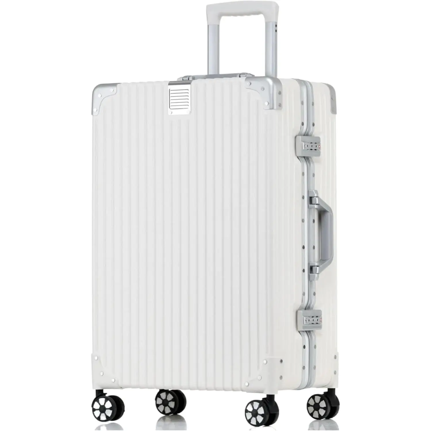HotWay Carry On Luggage with Spinner Wheels, PC Hard Shell Zipperless Suitcase with Aluminum Frame and TSA Locks, 22x14x9 Airline Approved Lightweight Luggage for Business Travel (White, 20 Inch)