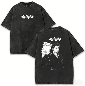 Jujutsu Kaisen Hiromi Higuruma T-Shirt Vintage Washed Anime Graphic Tee for Menswear Top Classic Oversized Fit Streetwear Unisex Design with Judgment Envelope Print