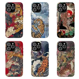 Trendy Ukiyo-e Tiger Phone Case Chinese Tiger Phone Case Compatible for iPhone 17 Promax 16 15 14 13 12 11 and for Samsung S21-S25 Perfect Gift for Her/Him