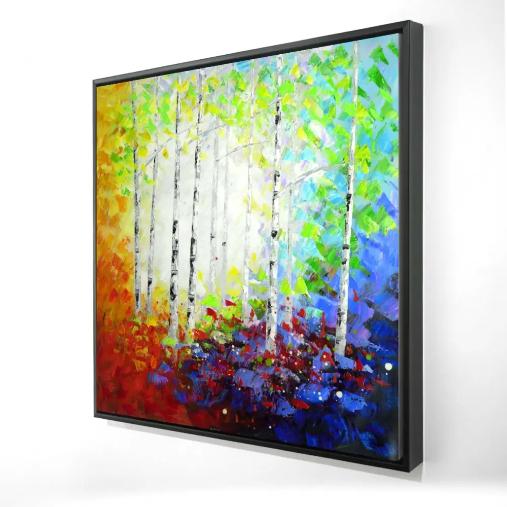Begin Home Decor 2081-2424-LA1 24 x 24 in. Colorful Forest Framed Canvas - Contemporary Bedroom Decor