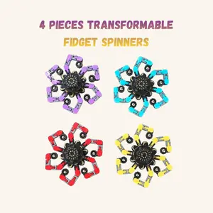 4PCS Transformable Fidget Spinners Toys for  Kids and Adults With Anxiety Stress Relief Gifts , Durable Rabot Fingertips Gyros for party Favors Stocking Stuffers  Treasure Box