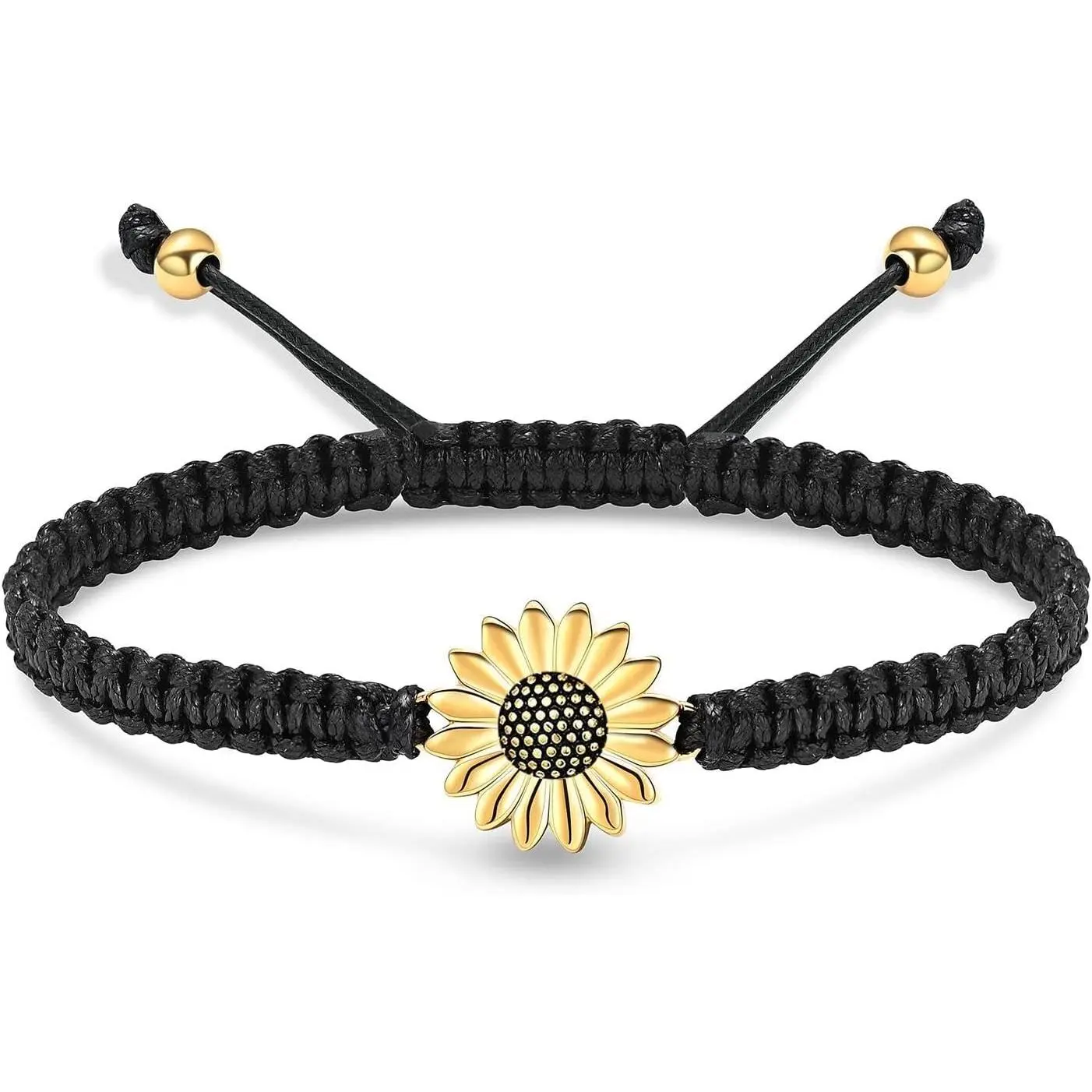 shajwo Sunflower Cremation Urn Bracelet for Ashes for Women Girls Adjustable Cremation Jewelry Braided Rope Memorial Bracelet