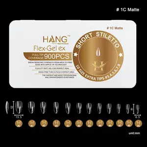 Hang Gel x Tips Stiletto Short 900 ct / 12 Size Natural