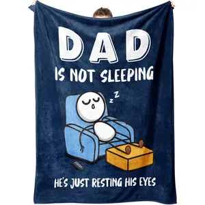 Funny Christmas Birthday Gifts for Dad Husband, Dad is Not Sleeping Blanket, Dads Gifts from Daughter Son, Super Soft Throws Blanket for Couch and Napping, Soft & Comfortable Throw Blanket for Healing Thoughts,summerwins
