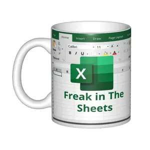 Funny Accountant gift Excel spreadsheet cup, monster design on the bed sheet, suitable for tax accountants and office humor, unique coffee lover gift, capacity 11 ounces