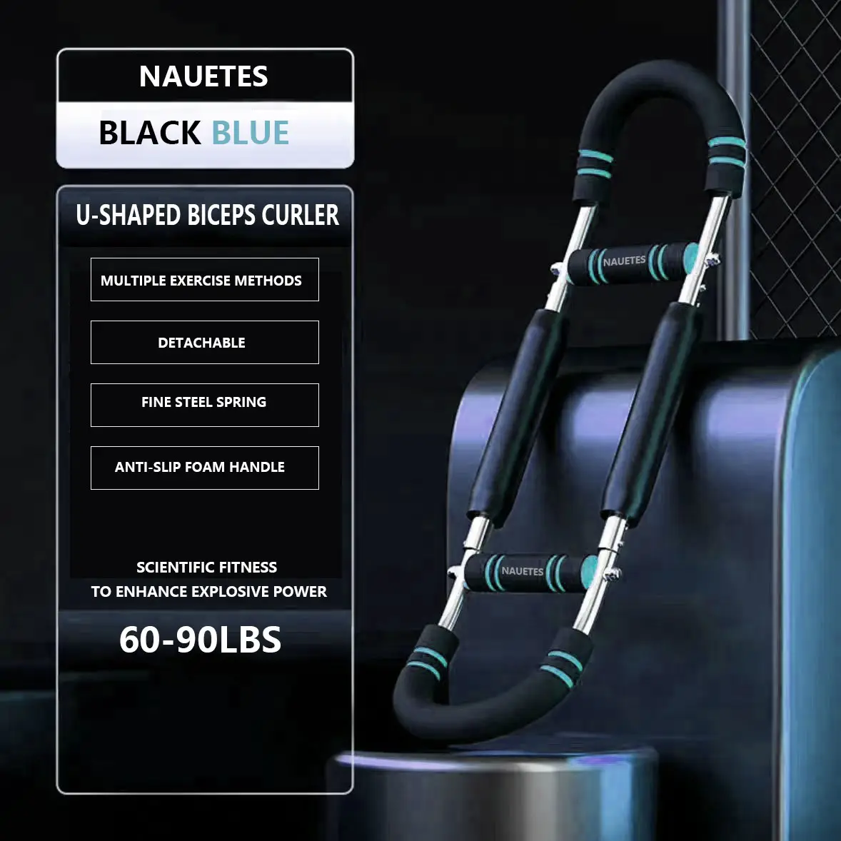 Nauetes Arm Workout Machine Hand Strengthener Portable Chest & for Men's Fitness Nauetes Training Home Gym Equipment High Strength Metal Spring & Anti