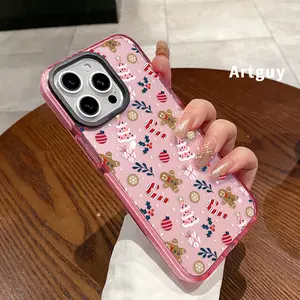 Phone Case for iPhone 17 Air  16 Plus 15 Pro Max 14 13 12 11 Christmas Whimsy Pattern Non-Yellowing Shockproof Soft Silicone Transparent Cover
