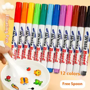 Magical Water Painting Pens for Kids, 8/12 Colors Magic Drawing Pen Bundle, Create Floating Ink Drawings Set with Spoons, Tattoos & Markers Gift, Art Markers Pen, Art Supplies