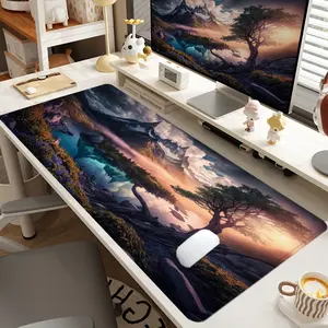 1pc Extra Large Dreamy Landscape Mouse Pad Artistic Desk Pad,Computer Keyboard Mousepad with Non - Slip Rubber Base Durable Stitched Edge Perfect Gift for Home and Office Desk Accessories