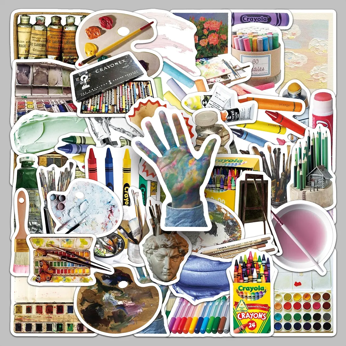50pcs artistic design creative cartoon stickers storage box suitcase desktop water cup computer personality trend stickers Stickers Kit