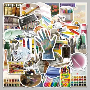 50pcs artistic design creative cartoon stickers storage box suitcase desktop water cup computer personality trend stickers