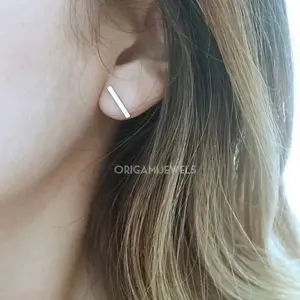 Bar Earrings • Simple Studs • Silver Bar Earrings • Minimalist Gold Line Earrings • Waterproof Gold Bar Earrings • Dainty Daily Studs