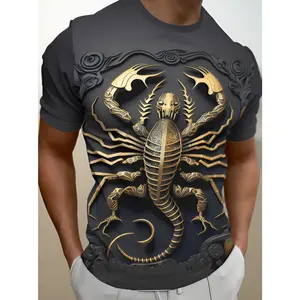 New Summer 3D Abstract Geometric Pattern Short-Sleeve Digital Print Design T-Shirt, Trendy Men's Casual Fashion Breathable Top