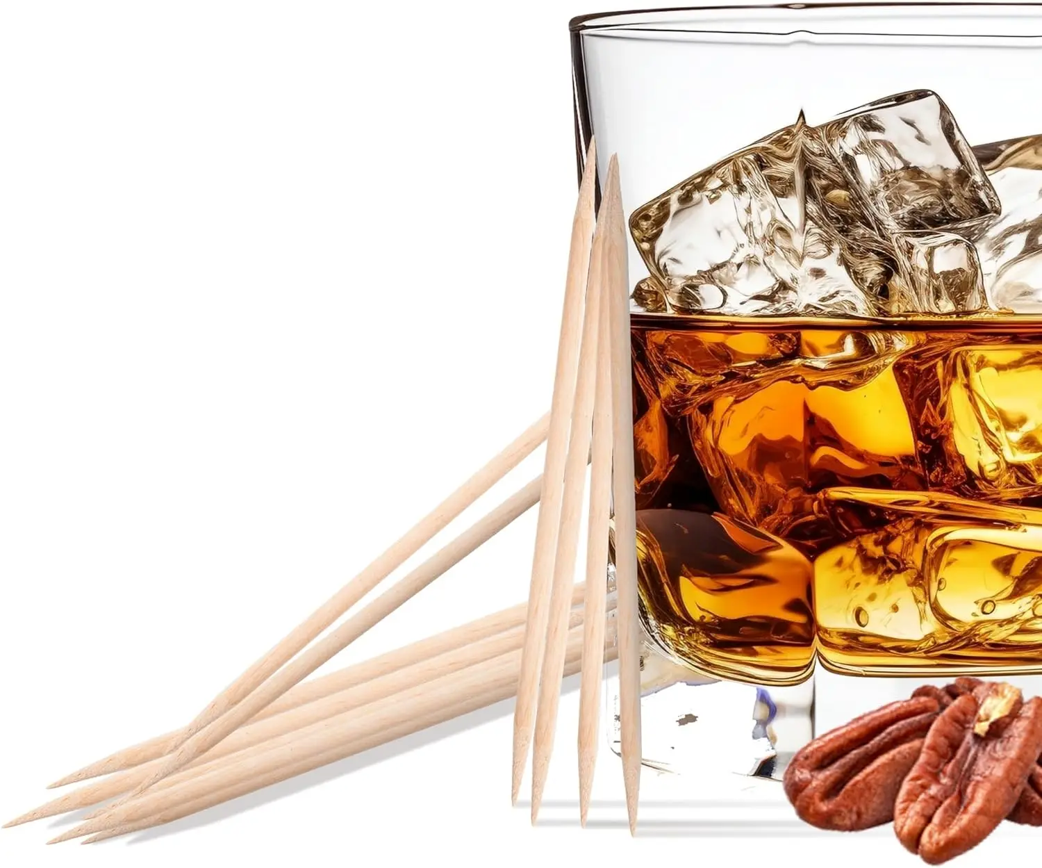 Licker Pickers Bourbon Pecan Flavored Toothpicks - 25 All White Birchwood Aged in Premium Spirits