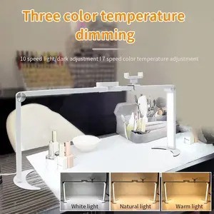 Half-Moon Foldable LED Desk Lamp with Stand, Adjustable Brightness Eye-Care Light, Ideal for Nail Art, Eyelash Extensions, Tattoo, Embroidery