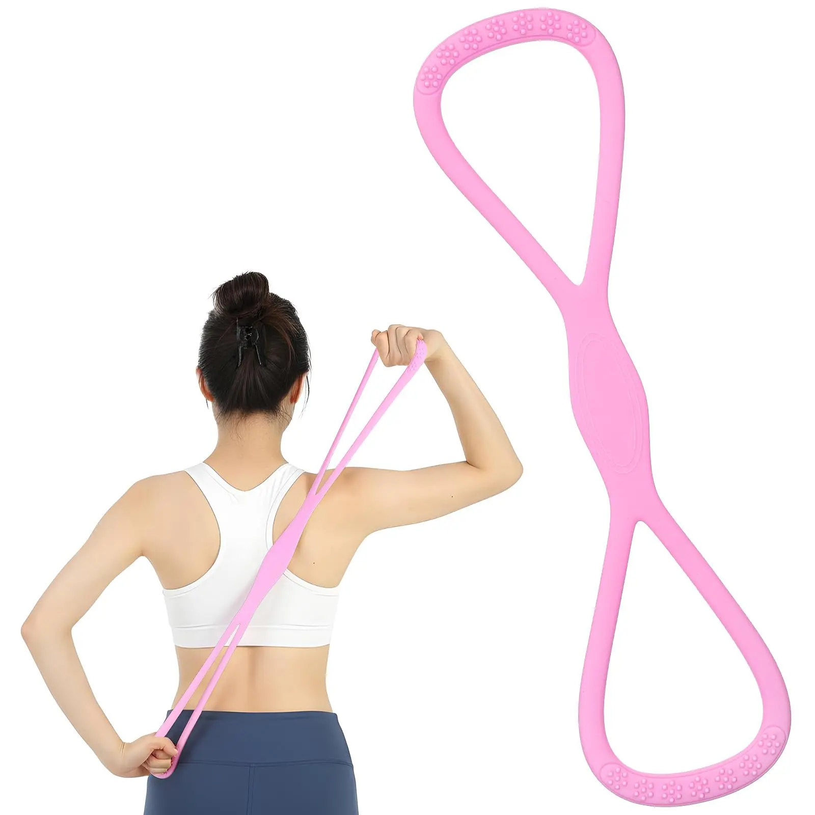 Figure 8 Resistance Silicone Tension Band with Handles for Women and Men, Fitness Band for Arm/Back/Chest/Shoulder/Legs/Yoga Stretching Exercise, Suitable for Home or Gym Workout,Figure 8 Elastic Tubing for Muscle Training Band for Bodybuilding enthusiast