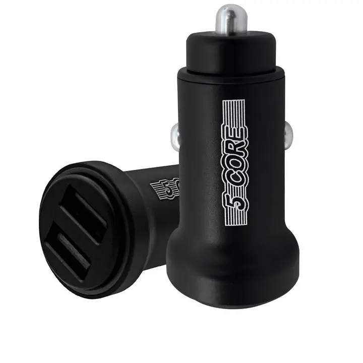 5 Core Car USB Charger - Cigarette Lighter Adapter, Dual Standard USB Ports, Fast Charging Functionality