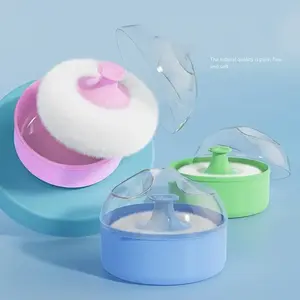 Nu20705 Portable Refillable Skin Care Loose Powder Box with Soft Sponge Puff for Face Body Talc Powder Storage Rack Container Travel Accessories Makeup Brush Organizer
