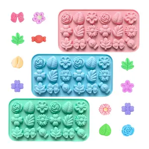 3Pcs 18 Holes Daisy Flower Chocolate Molds,Floral Sunflower Shape Silicone Gummies Mold,DIY Candy Mold for Ice Cube,Jelly,Pudding,Cookie,Desserts Making, Reusable Chocolate Mold