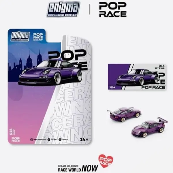 Pop Race Enigma Exclusive Porsche RWB 997 #015 - Purple 1:64 Scale Model Car in Blister Clamshell