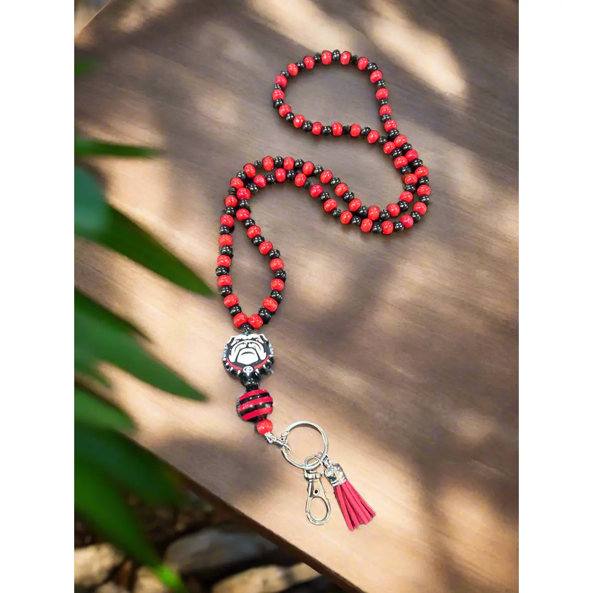 UGA University of Georgia Bulldogs Custom Beaded Lanyard