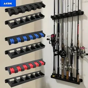 Abs Fishing Rod Bracket, Rod Holders, Wall-Mounted Design, High-Density Foam Grip, Multi-Compartment Storage Box for Garage & Sports Gear Organization