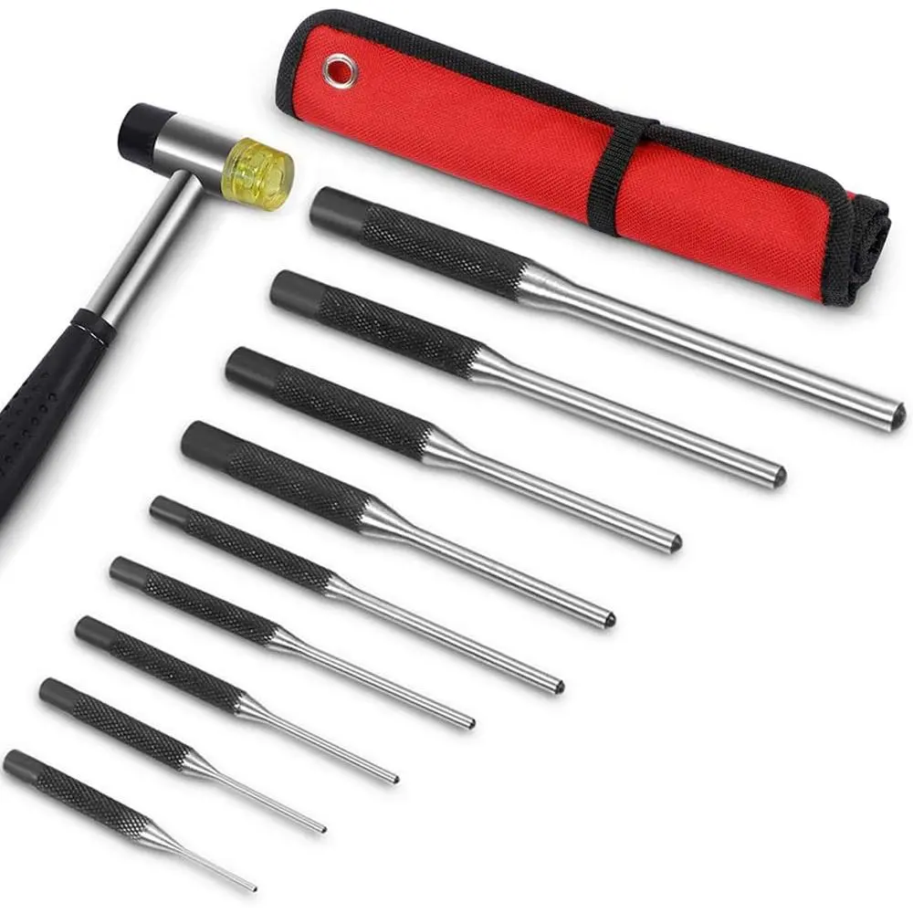 Roll Pin Punch Set with Storage Pouch, 9 count Steel  Kit for