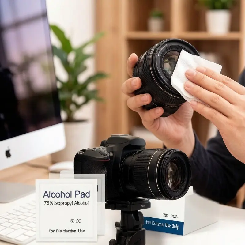 Camera Lens Alcohol Wipes, Disposable 75% Alcohol Cotton Pads Individually Packaged, Non-woven Material Does Not Damage Lenses or Caue Scratches. Suitable for Multiple Uses: Digital Cameras, Mobile Phone Screens, Computer Mice and Keyboards, Nail Art
