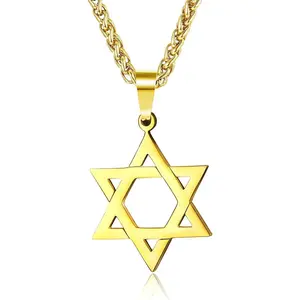 FLORIDECO Unisex Stainless Steel Star of David Pendant Necklace - 20" Adjustable Black-Silver Chain, High-Quality Durable Religious Jewelry, Modern Versatile Daily Wear Fashion Accessory, Stainless Steel Necklaces