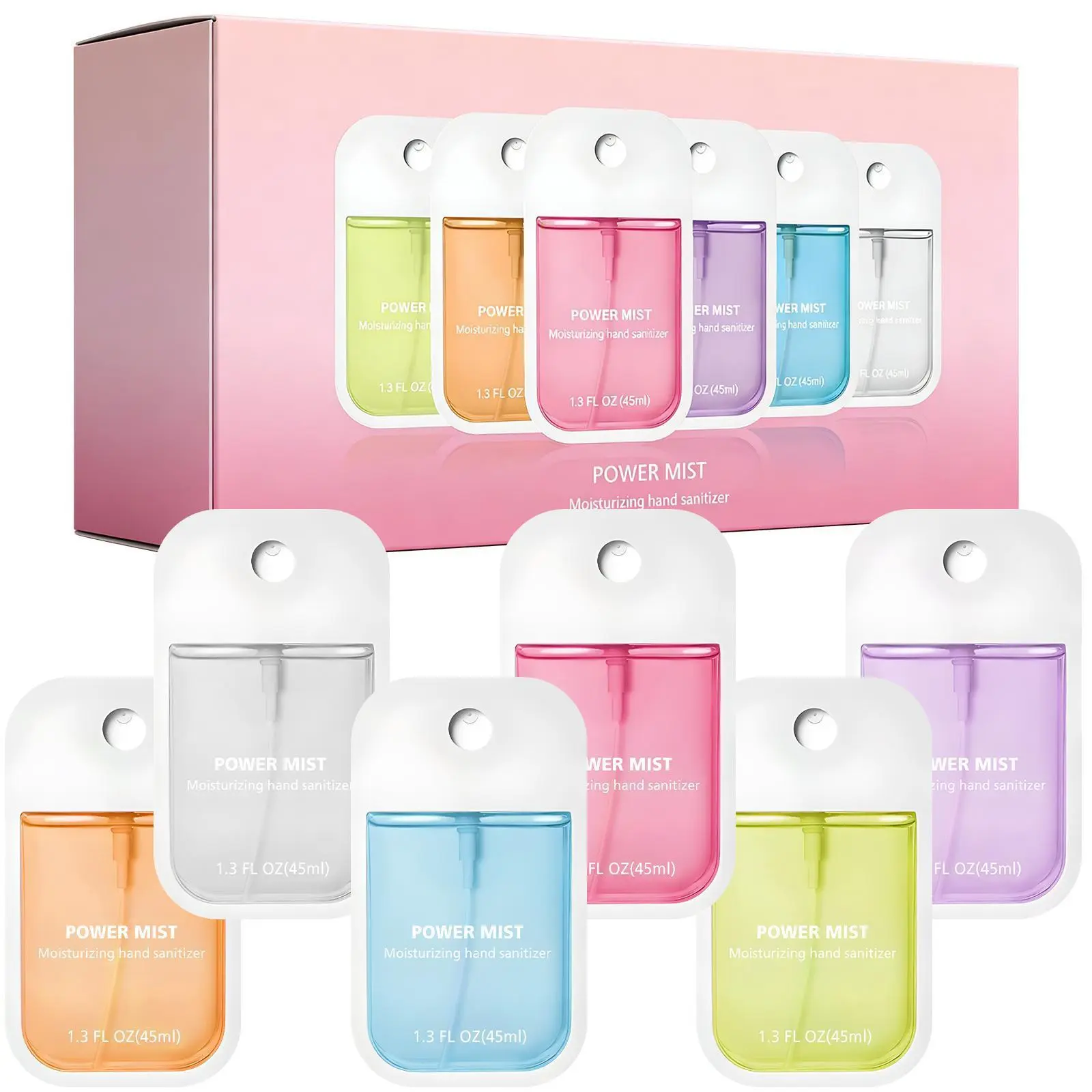 【BackToSchool】 6-Pack Mini Hand Sanitizer Spray 45ml, Moisturizing Hydrating Hand Mist with Fine Mist Sprayer, Travel-Sized Portable Spray Gift Set for Women, Kids, Bag & Desk Essentials