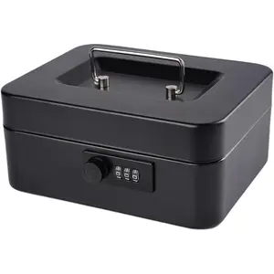 Box with  Tray and Combination Lock Metal  Box for  Lock Box for  7.87" x 6.3" x 3.54" Black