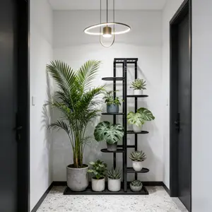 Rustproof Square 8-Tier Metal Plant Stand - Indoor Storage Organizer for Small Space Hacks, Home Decor for Living Room Greenery Showcase, Outdoor Home Supplies for Plant Lovers