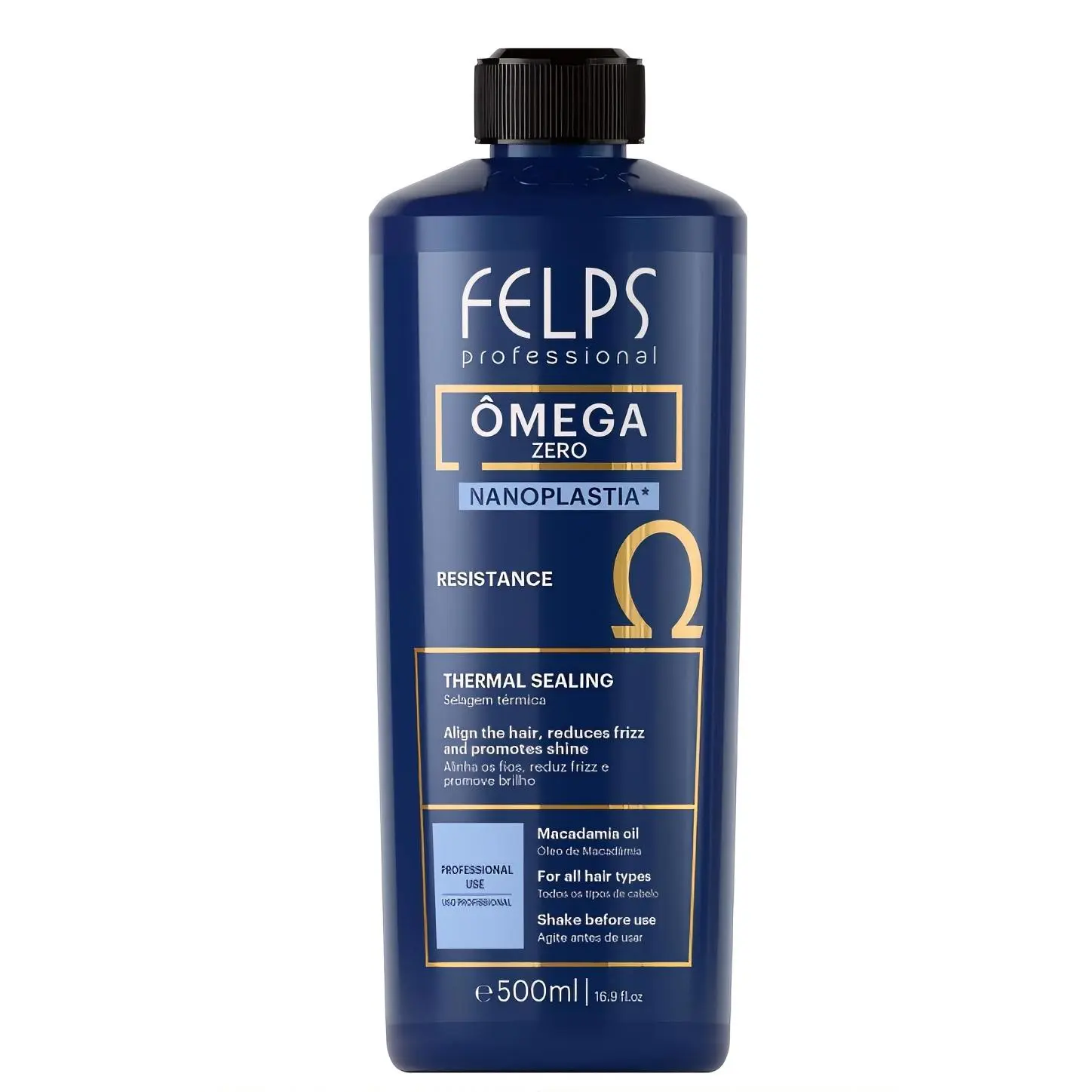 Felps Professional Omega Zero Nanoplastia Thermal Sealing 500ml for All Hair Types Reduces Frizz Promotes Shine