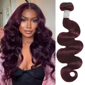 ALHER 99j Dark Burgundy Body Wave Single Bundle 26 Inch, 12A Burgundy Bundles Human Hair Sew In Weave for Black Women, Soft Thick Wine Red Colored 100% Unprocessed Virgin Remy Hair