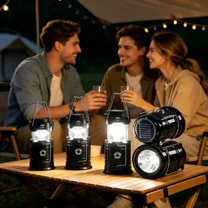 ISUNMEA 4-pack LED Camping Lantern, Battery-powered flashlights, ideal for power outages, portable foldable hanging light, suitable for home, outdoor use, emergency light survival kit, hurricane preparedness