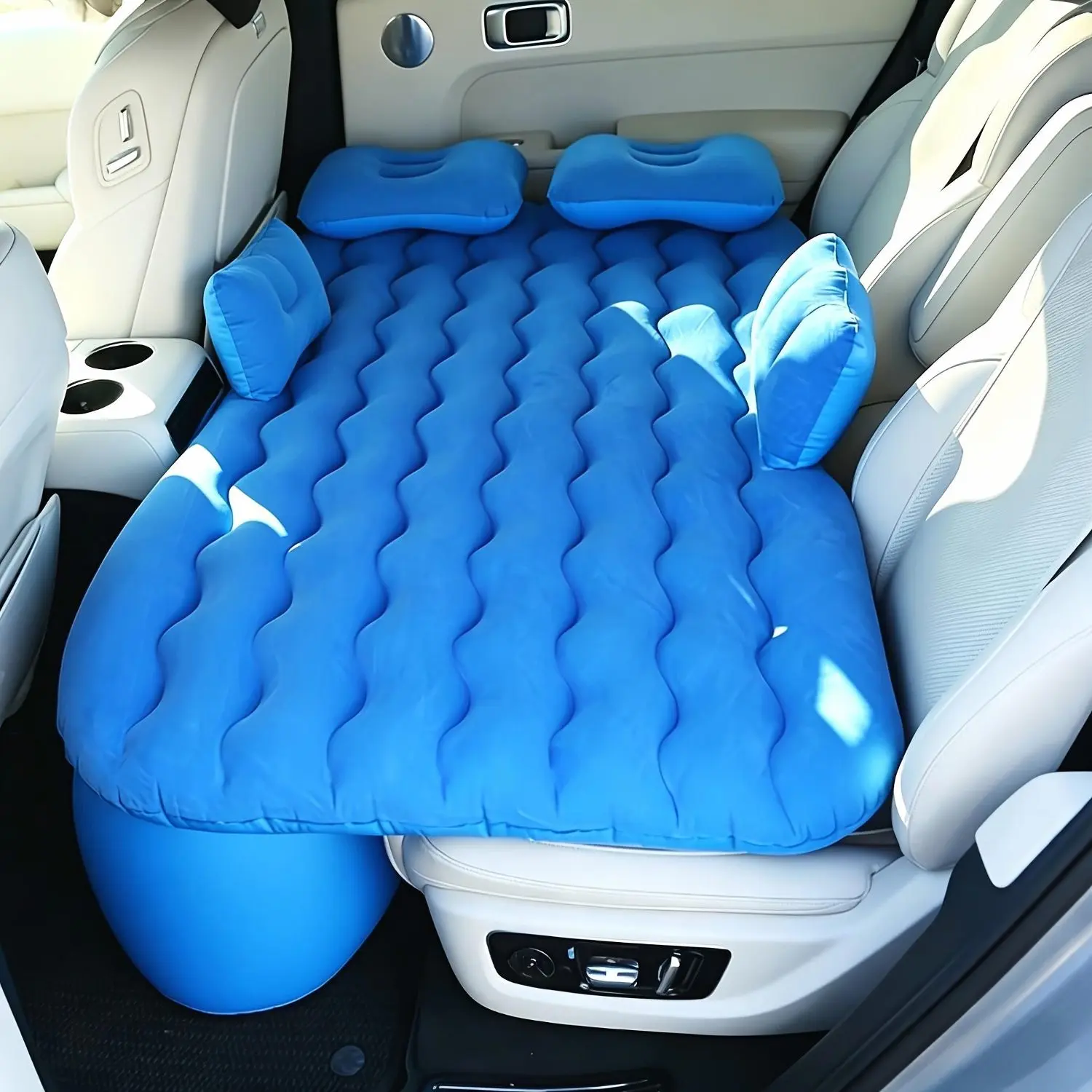 Outdoor SUV Air Mattress, Portable Inflatable Car Bed For Camping & Travel, Universal Flocked Blow Up Bed For SUV Trunk, With Storage Bag & Repair Kit.