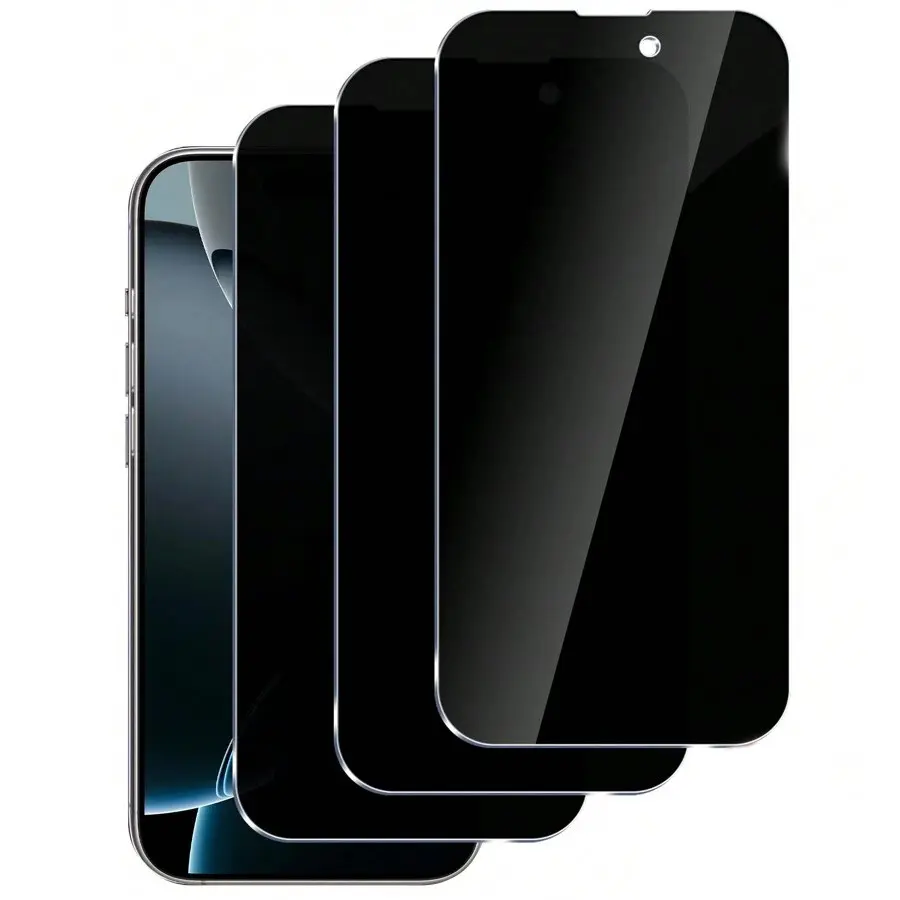 3-Pack Privacy Screen Protector for iPhone 17/16/15 Promax, Mobile Phone Accessory, Anti-Spy Protective Durable Tempered Glass Film, Compatible with iPhone 17/16/15/14/13/12/11, Accessories
