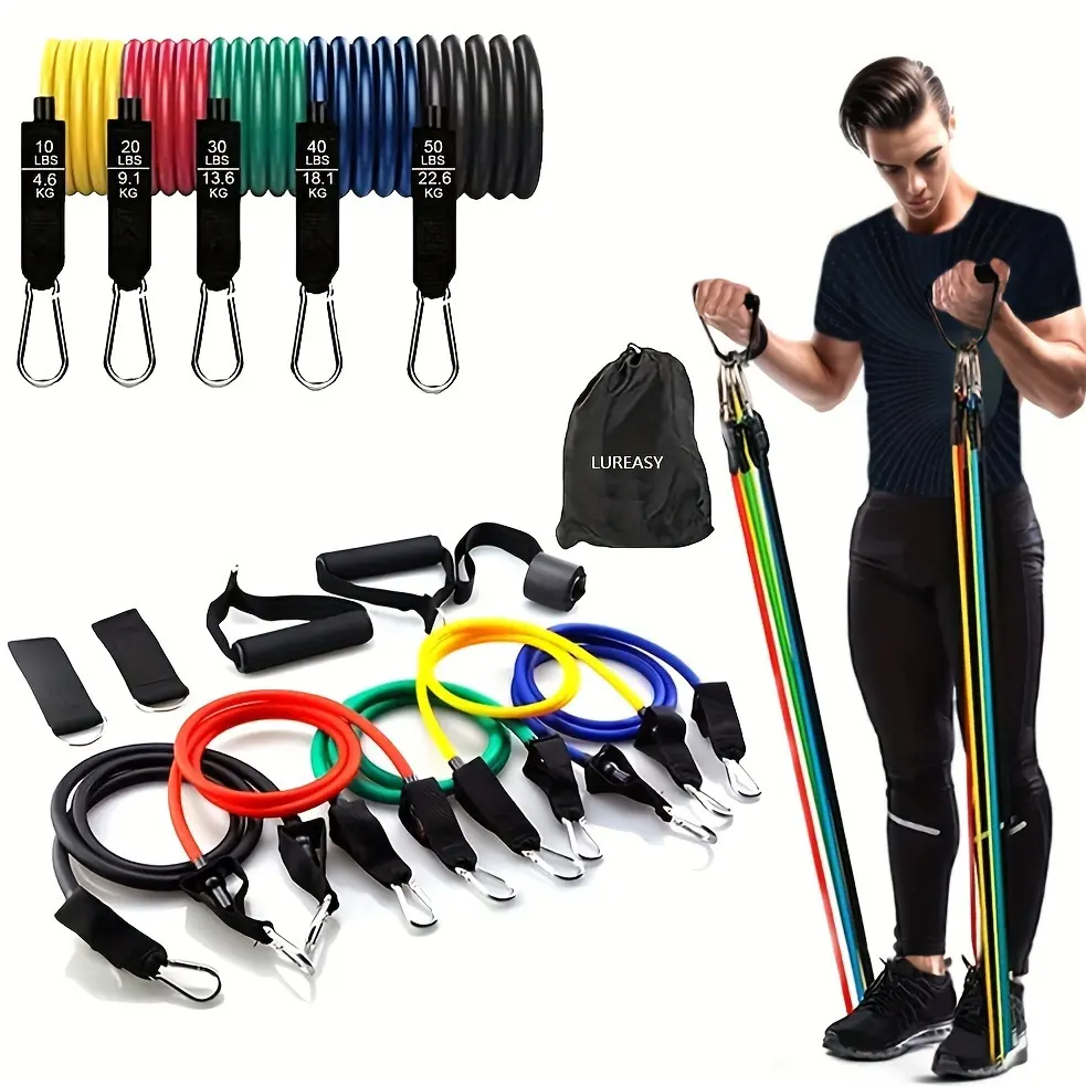 1 Set Resistance Band Set, Exercise Bands with Door, Handles, Carry Bag, Leg and Ankle Bands, Suitable for Resistance Training, Body Relaxation, Home Exercise