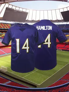 Men's Baltimore American Football Jersey Breathable V-Neck Embroidered Rugby Jersey Loose Comfortable Sportswear For Training and Competition All Seasons