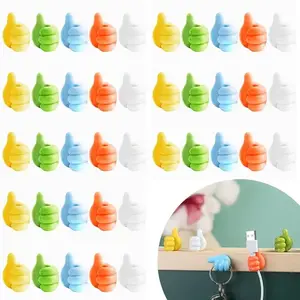 50 Creative Silicone Thumb Wall Hooks-Multi-functional Adhesive Cable Clips, Self-adhesive Thumb Cable Organizer Clips, KeyHooks, Wireless Travel Vacuum Bag Set,Waterproof Social Security Card Protector, Hole-free Seamless No-perforation Wall Hook Set