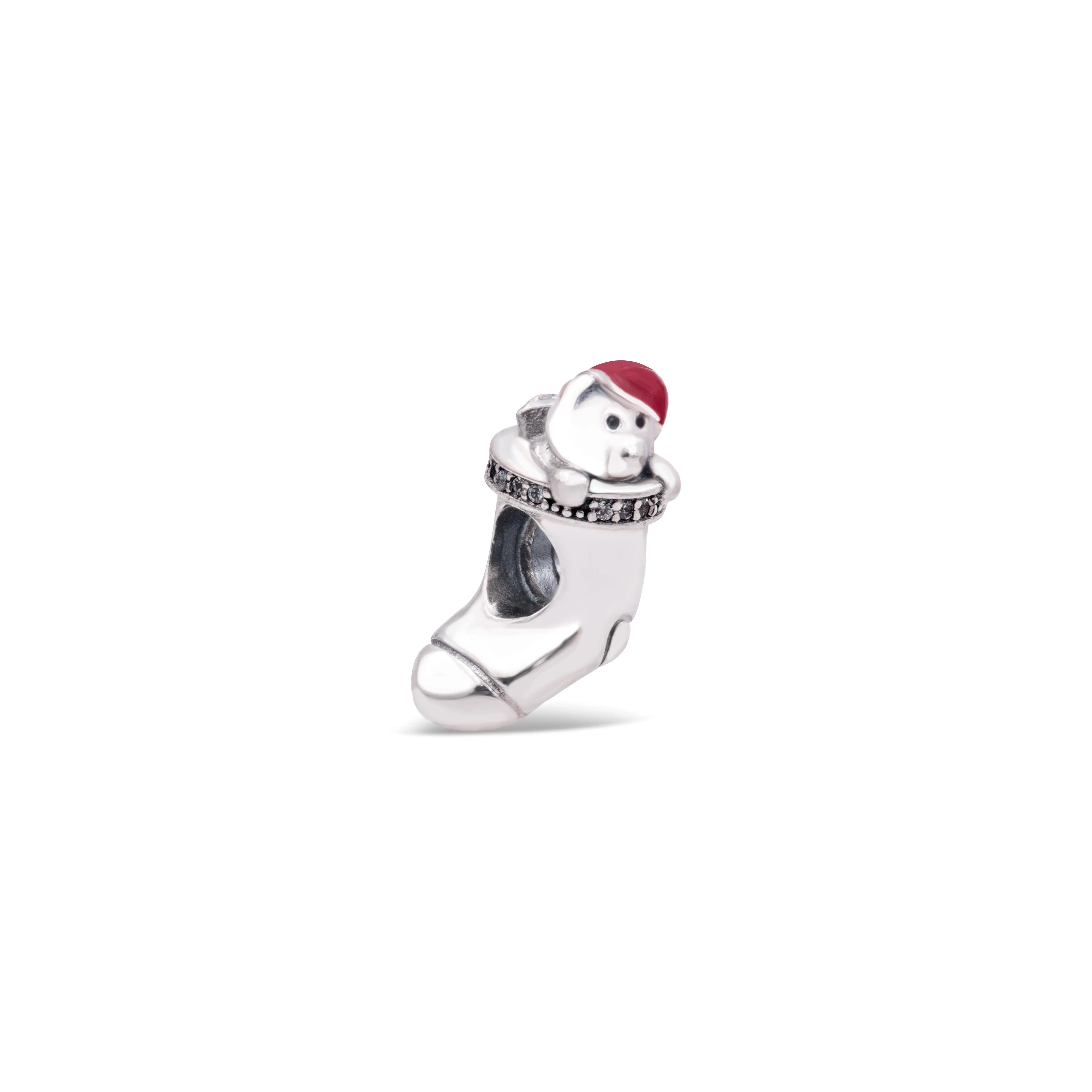 PANDORA Christmas Stocking Charm - Red Enamel & Clear CZ - 791773CZ