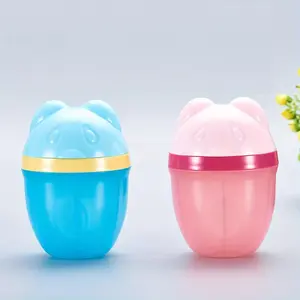 1pc/2pcs 3-Compartment Rotating Milk Powder Box, Storage Container,cartoon Mini Portable Snack Dispenser for Travel, Plastic Milk Container