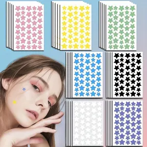 840/1400pcs Rainbow Star Hydrocolloid Acne Patch Set, Covers Spots & Imperfections, Colorful Shape Mix Stickers for Visible Blemish Cover, Thin Clear Finish, Cute Makeup Accent, Festive Gift Choice