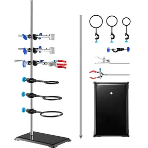 VEVOR Lab Stand Support,  , Laboratory Retort Support Stand Set, Steel Lab Stand 23.6" Rod and 8.3" x 5.3" Cast Iron Base, Includes Flask Clamps, a Burette Clamp and Cross Clamps
