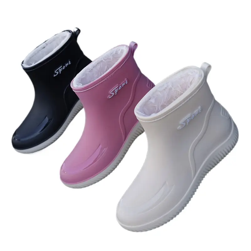 Women's Fashion Ankle Boots, Fleece-Lined Waterproof Rain Shoes with Leather Accents and Thick Soles, Shoe, Closed, Snug Fleece, C3 [Fleece/Fixed]